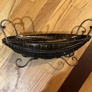 Decorative Metal and Wicker Basket